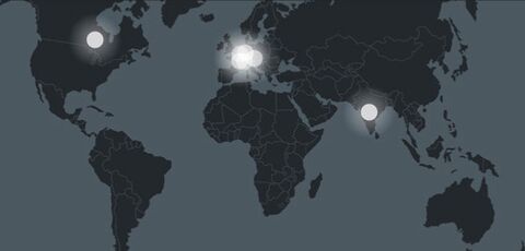 World map with the locations of the coating specialist Adelhelm Group of Companies