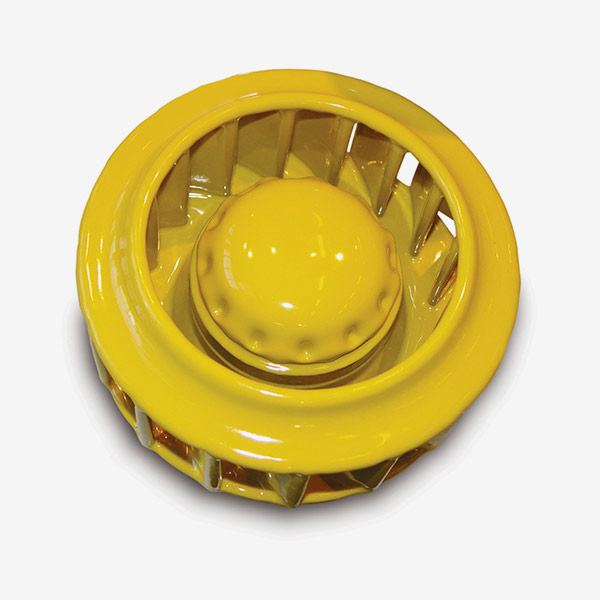 Fan wheel with PU-coating as wear protection.