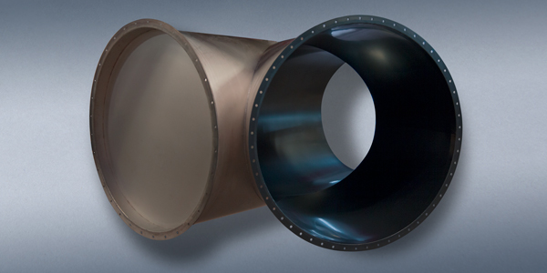 Pipe with E-CTFE (Halar® Black) chemical protection coating and corrosion protection coating.