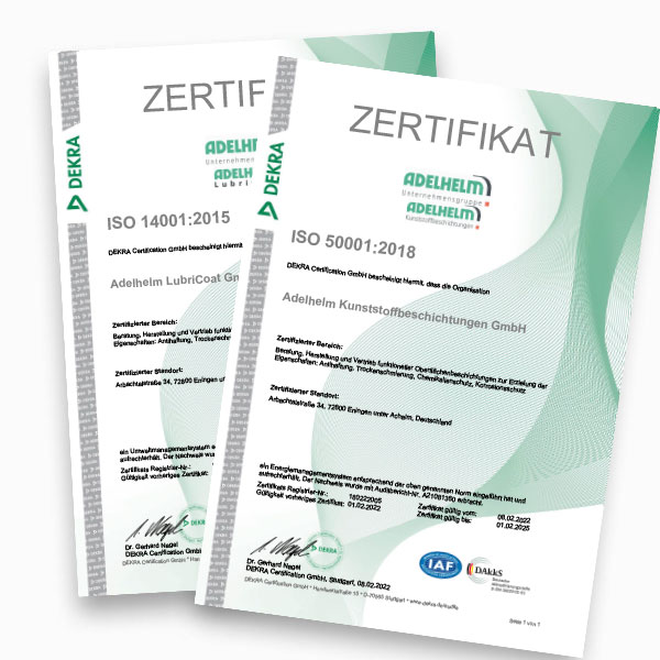 several certificates of the adelhelm coaters group