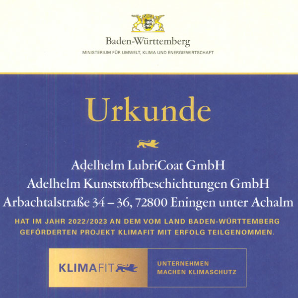 Certificate of the Climate Fit initiative for the Adelhelm Group